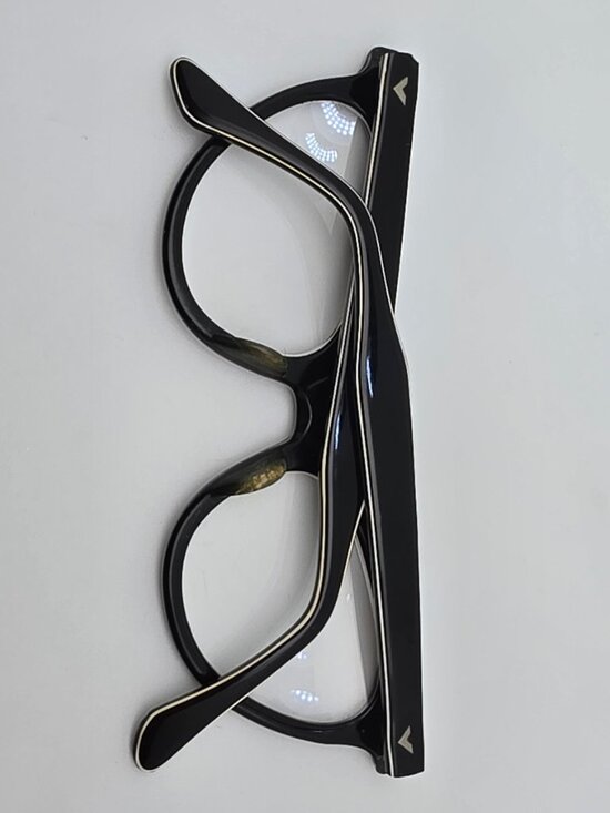 Vintage Gloss Black White Cat Eye Eyeglasses Frame USA 44-20-128 main image 7